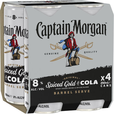 Captain Morgan Cola Barrel Serve 8 Can 250mL Pack 4 | Liquorland