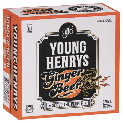 Young Henrys Ginger Beer Can 375mL Carton 16 | Liquorland