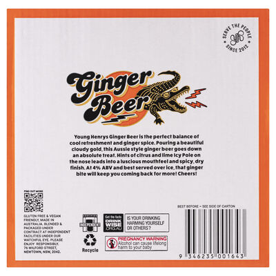 Young Henrys Ginger Beer Can 375mL Carton 16 | Liquorland