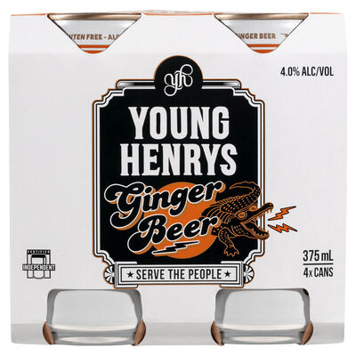 Young Henrys Ginger Beer Can 375mL Pack 4 | Liquorland