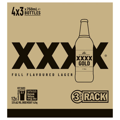 Xxxx Gold Rack Pk Bottle 750mL Carton 12 | Liquorland