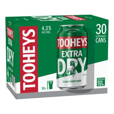 Tooheys Extra Dry Block Can 375mL Pack 30 | Liquorland