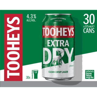 Tooheys Extra Dry Block Can 375mL Pack 30 | Liquorland