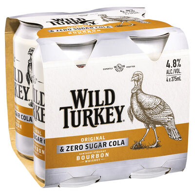 Wild Turkey Zero Cola Can 375mL Pack 4 | Liquorland