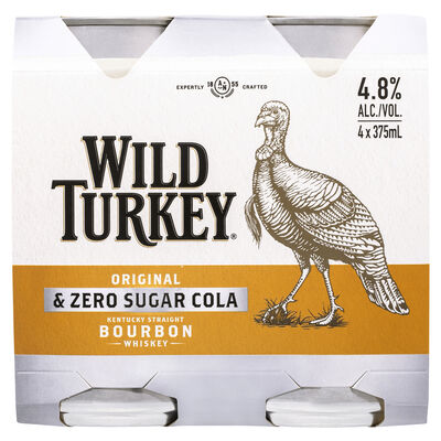 Wild Turkey Zero Cola Can 375mL Pack 4 | Liquorland