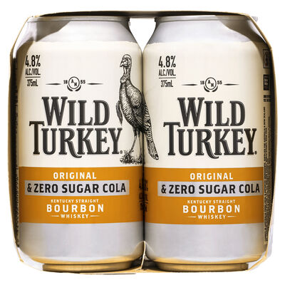 Wild Turkey Zero Cola Can 375mL Pack 4 | Liquorland