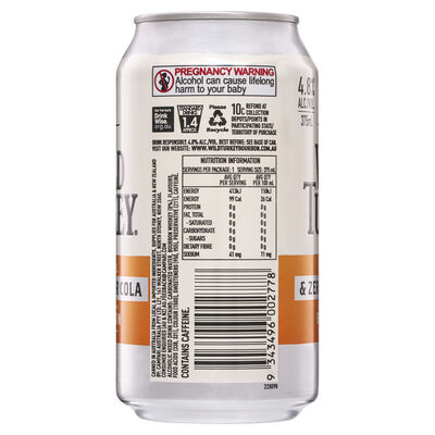 Wild Turkey Zero Cola Can 375mL Each | Liquorland