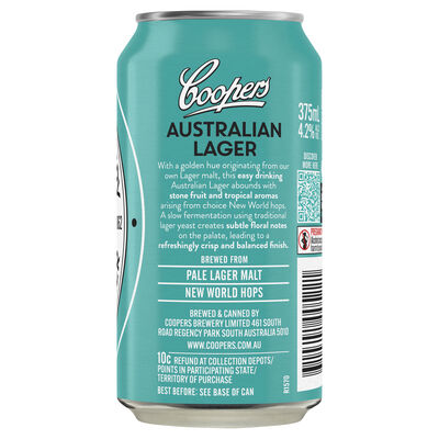 Coopers Australian Lager Can 375mL Each | Liquorland