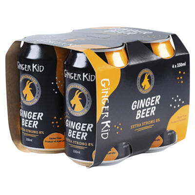 Harcourt Ginger Kid Ginger Beer Can 330mL Pack 4 | Liquorland