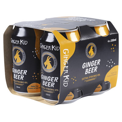 Harcourt Ginger Kid Ginger Beer Can 330mL Pack 4 | Liquorland