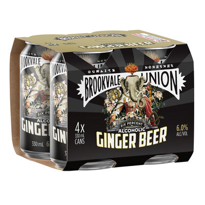 Brookvale Union High Abv Ginger Beer Can 330mL Pack 4 | Liquorland