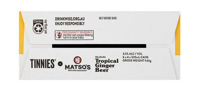 Matso S Tinnies Tropical Ginger Beer Can 330mL Carton 24 | Liquorland