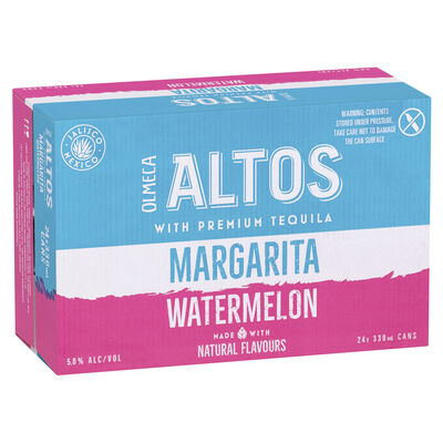Altos Margarita Watermelon Cocktails Can 330mL Carton 24 | Liquorland