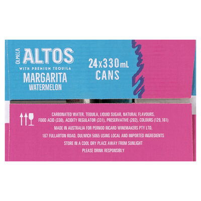 Altos Margarita Watermelon Cocktails Can 330mL Carton 24 | Liquorland