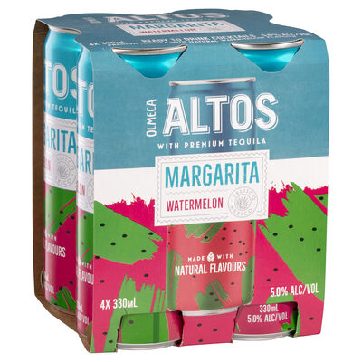 Altos Margarita Watermelon Cocktails Can 330mL Pack 4 | Liquorland