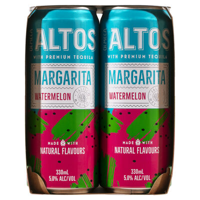 Altos Margarita Watermelon Cocktails Can 330mL Pack 4 | Liquorland