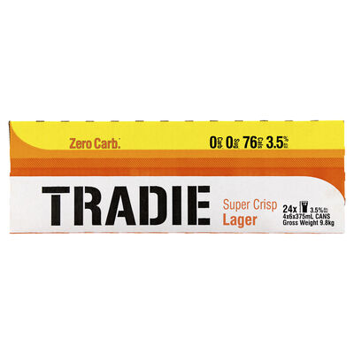 Tradie Zero Carb Mid Lager Can 375mL Carton 24 | Liquorland