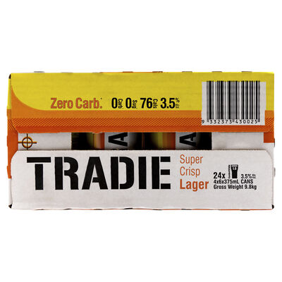 Tradie Zero Carb Mid Lager Can 375mL Carton 24 | Liquorland