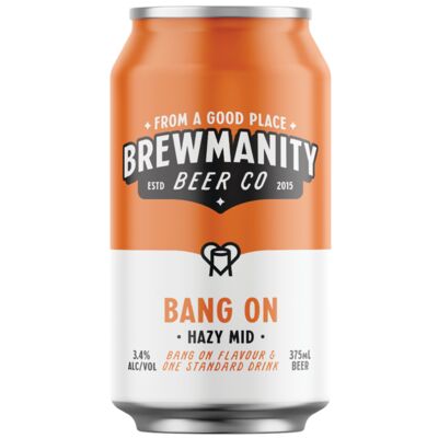Brewmanity Bang On Hazy Mid Ale Can 375mL Pack 4 | Liquorland