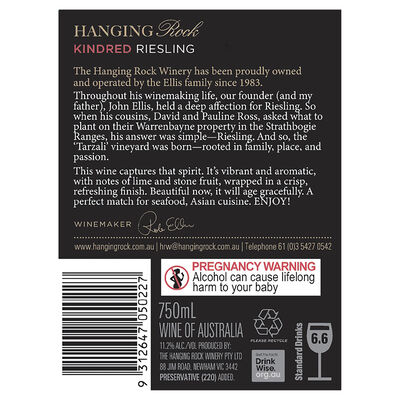 Hanging Rock Kindred Riesling 750mL Each | Liquorland
