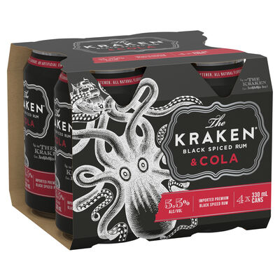 The Kraken Spiced Rum Cola Can 330mL Pack 4 | Liquorland