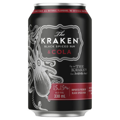 The Kraken Spiced Rum Cola Can 330mL Each | Liquorland
