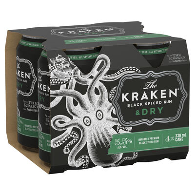 The Kraken Spiced Rum Dry Can 330mL Pack 4 | Liquorland