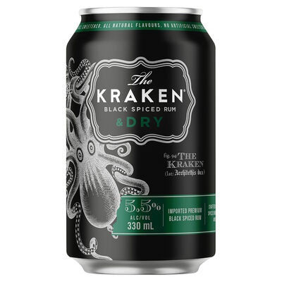 The Kraken Spiced Rum Dry Can 330mL Each | Liquorland