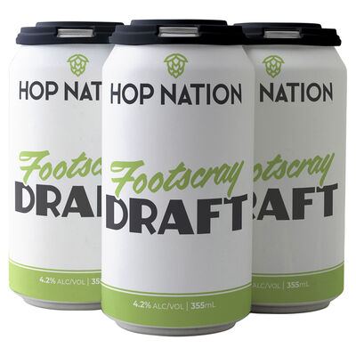 Hop Nation Footscray Draft Can 355mL Pack 4 | Liquorland