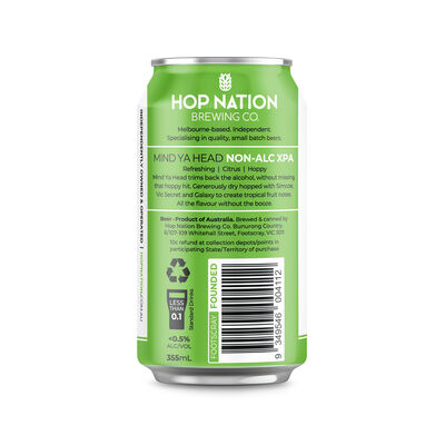 Hop Nation Mind Ya Head Non Alc Xpa Can 355mL Each | Liquorland