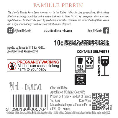 Famille Perrin Reserve Cotes Du Rhone Rose 750mL Each | Liquorland