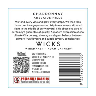 Wicks Estate Chardonnay 750mL Each | Liquorland