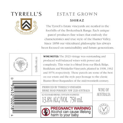 Tyrrell S Estate Grown Shiraz 750mL Each | Liquorland