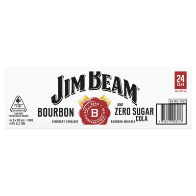 Jim Beam Zero Sugar Cola Cans 375mL Carton 24 | Liquorland