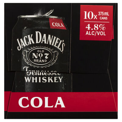 Jack Daniels Cola Can 375mL 10pk Pack 10 | undefined
