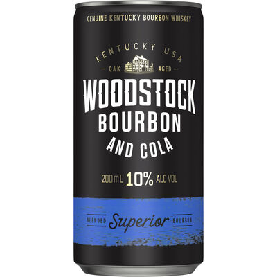 Woodstock Bourbon Cola 10 Can 200mL Each | Liquorland