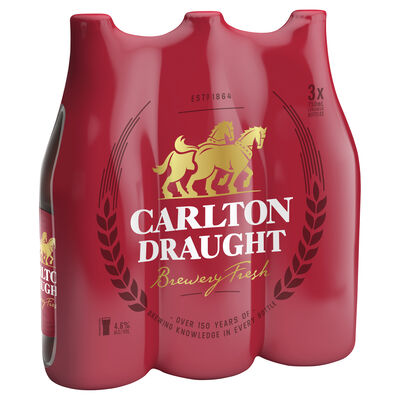 Carlton Draught Rack Pack Bottle 750mL Pack 3 | Liquorland