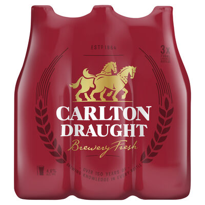 Carlton Draught Rack Pack Bottle 750mL Pack 3 | Liquorland