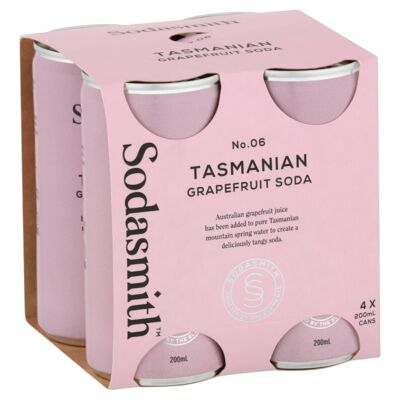 Sodasmith Tasmanian Grapefruit Soda Can 200mL Pack 4 | Liquorland