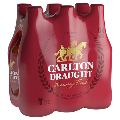 Carlton Draught Bottle 375mL Pack 6 | Liquorland