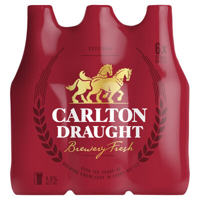 Carlton Draught Bottle 375mL Pack 6 | Liquorland