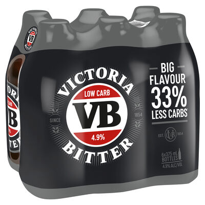 Victoria Bitter Low Carb Bottle 375mL Pack 6 | Liquorland