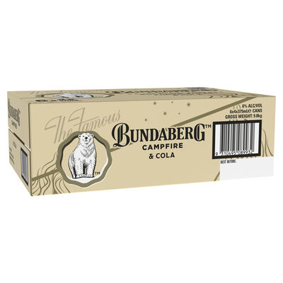 Bundaberg Campfire Bourbon Barrel Rum Cola Can 375mL Carton 24 | Liquorland