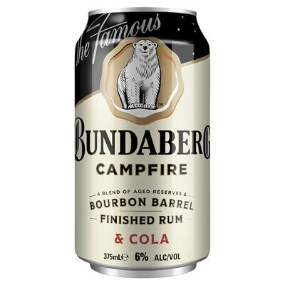 Bundaberg Campfire Bourbon Barrel Rum Cola Can 375mL Each | Liquorland