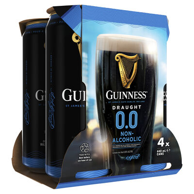 Guinness Draught 0 0 Can 440mL Pack 4 | Liquorland