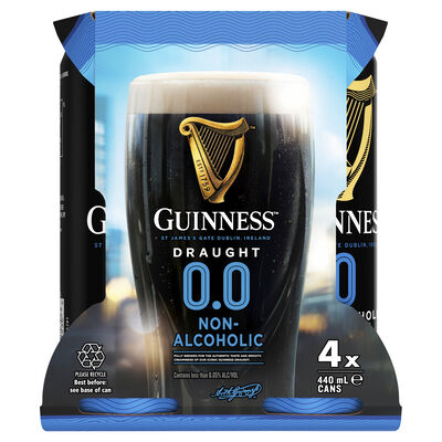 Guinness Draught 0 0 Can 440mL Pack 4 | Liquorland