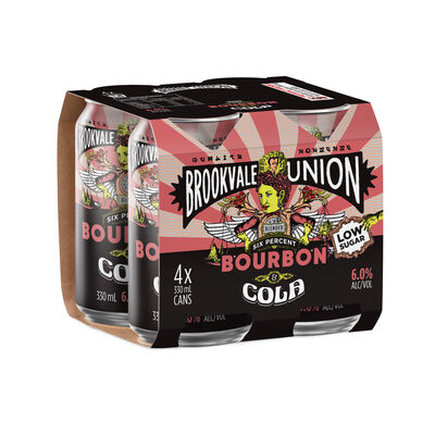 Brookvale Union Bourbon Cola Can 330mL Pack 4 | Liquorland