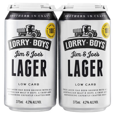 Lorry Boys Low Carb Lager Can 375mL Pack 4 | Liquorland