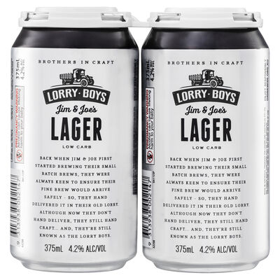Lorry Boys Low Carb Lager Can 375mL Pack 4 | Liquorland