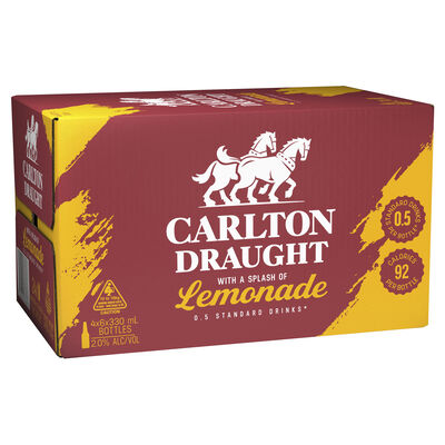 Carlton Draught Lemonade Bottle 330mL Carton 24 | Liquorland